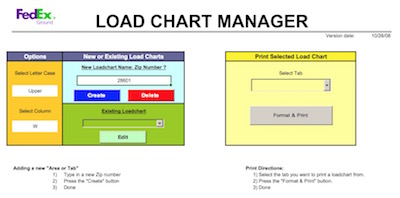 Load Chart Program.  Click for an example load chart.